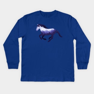 Dramabite Wild Horse Mustang Equine Double Exposure Wildlife Animal Kids Long Sleeve T-Shirt